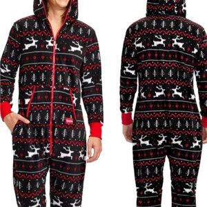 Tipsy Elves Black and Red Reindeer Pajama Set